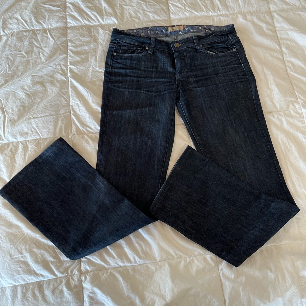 PAIGE Dark Wash Boot Cut Jeans